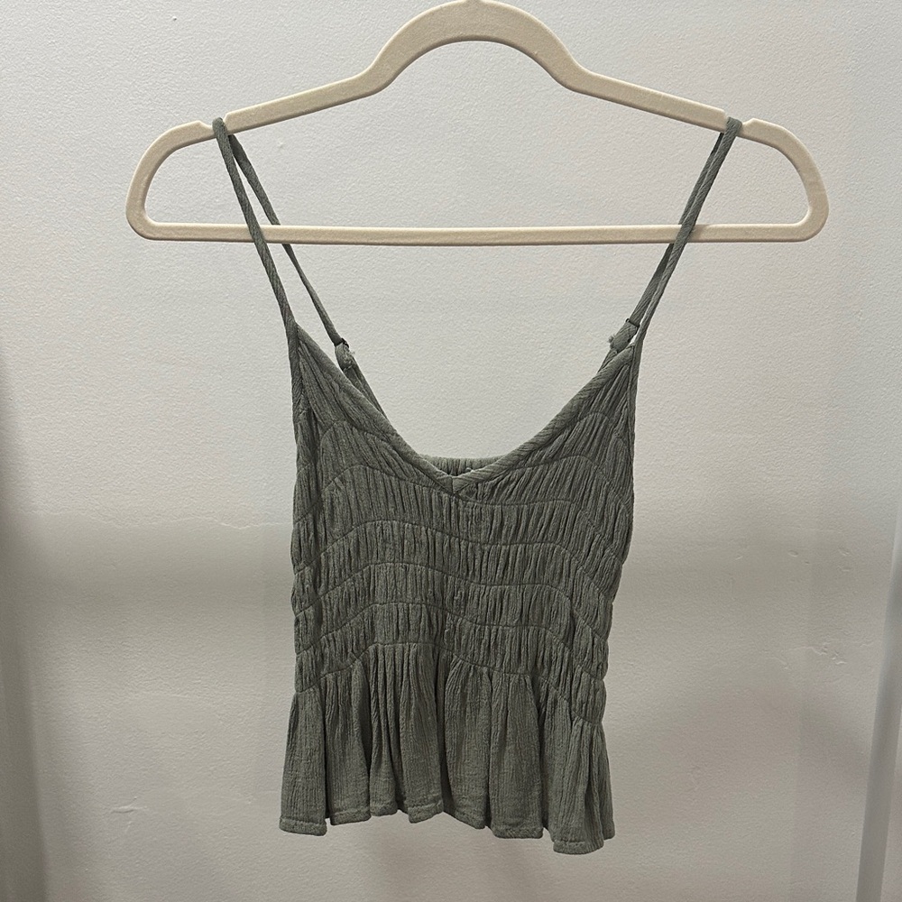 Women's Olive Green Ruched Top